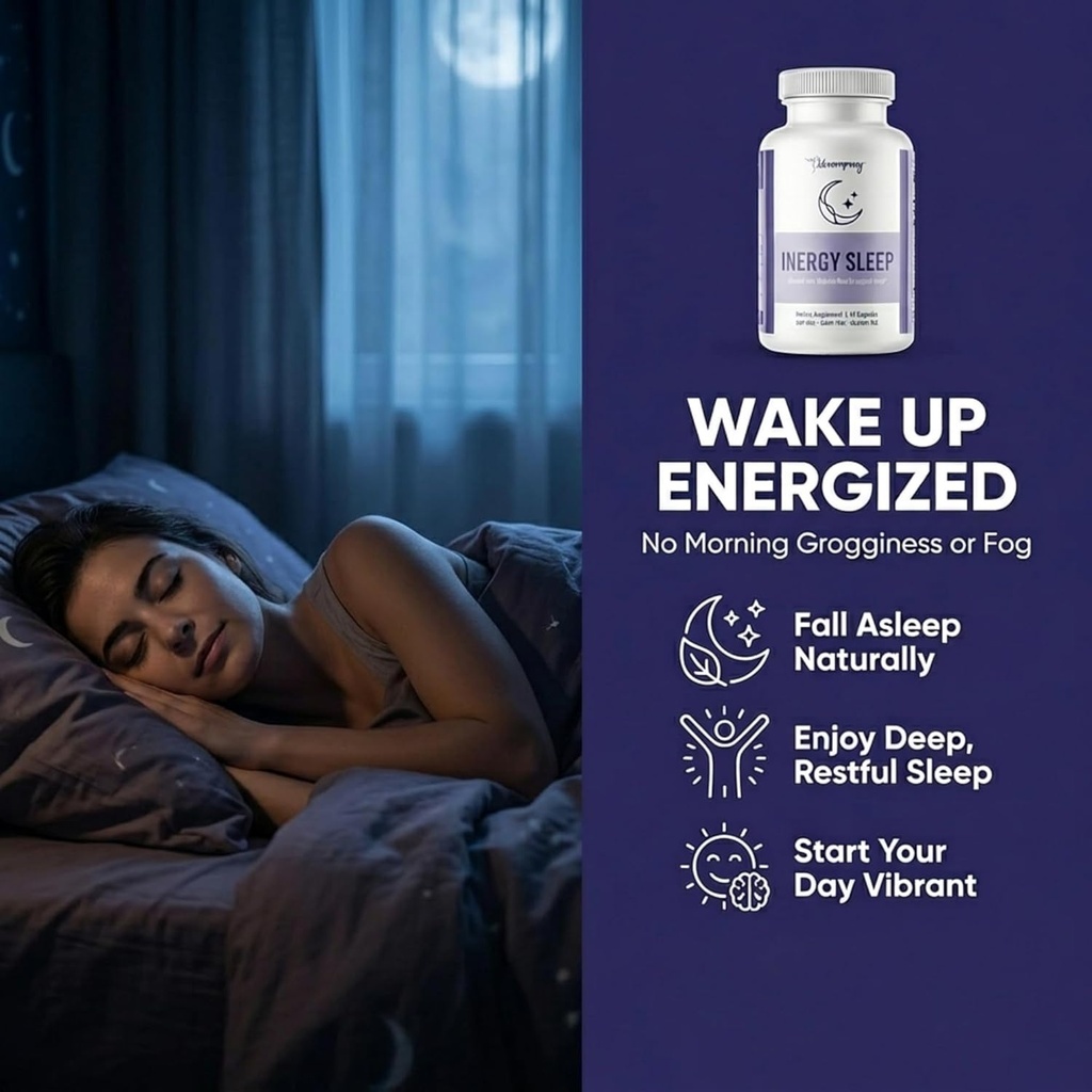 BB Company inergySLEEP | Natural Sleep Supplement & Sleep Aid for Deep Sleep, Helps to Calm & Relax | Magnesium, Lemon Balm, Black Cohosh, GABA, Holy Basil | Packaging Vary | 30 Ct 3