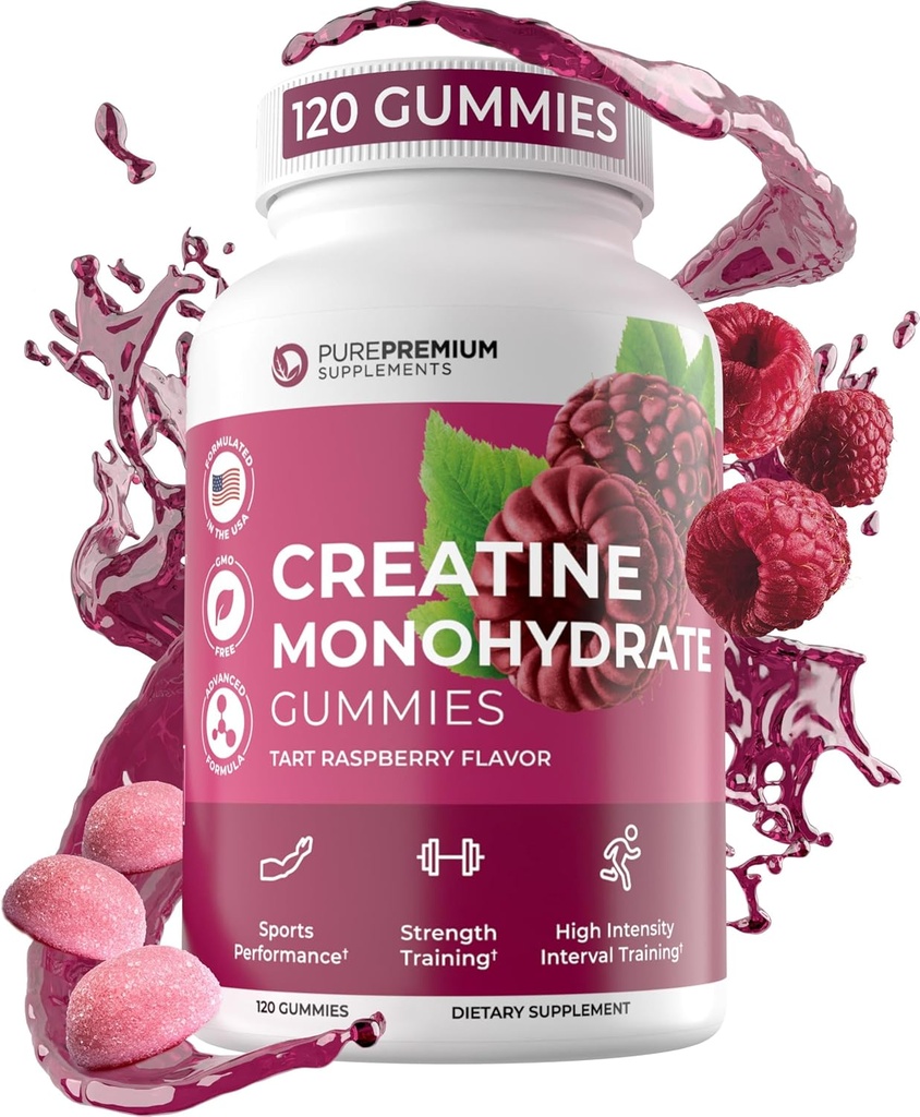 PurePremium Creatine Supplements for Men/Women - Non-GMO Creatine Monohydrate Gummies 5g for Strength, Endurance Support, Muscle Recovery - 120 Gummies 2