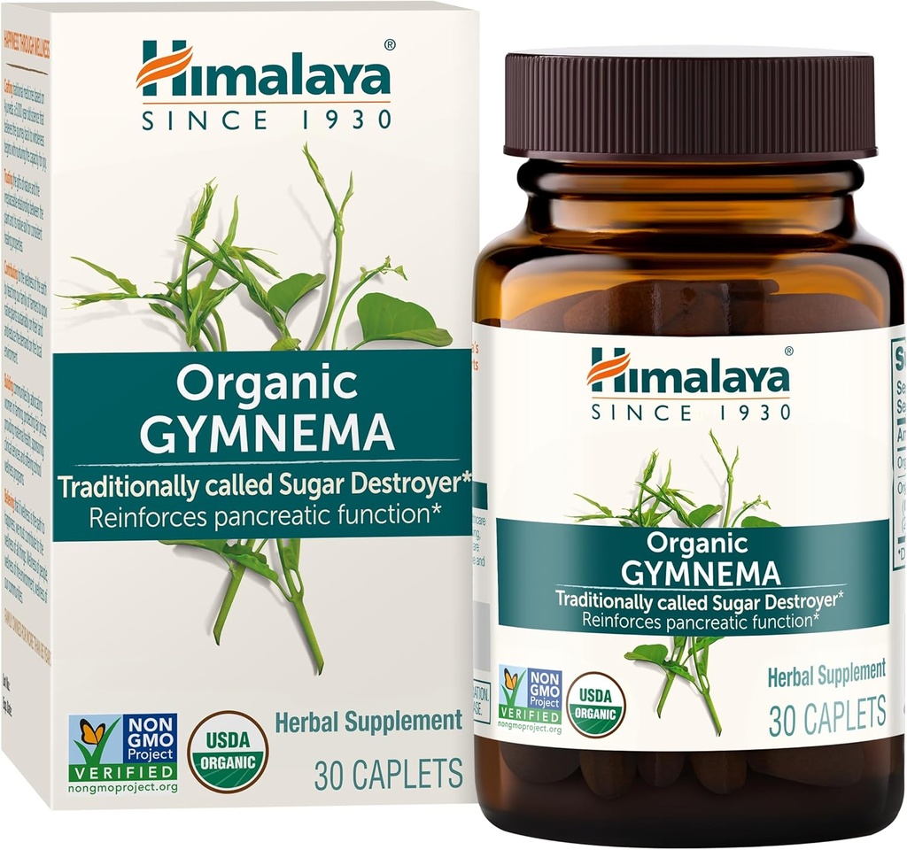 Himalaya Organic Gymnema Sylvestre – Herbal Glucose Metabolism Support - USDA Organic, Non-GMO, Vegan, Gluten Free, Additive Free, 700 mg, 30 Caplets (Pack of 2) 3