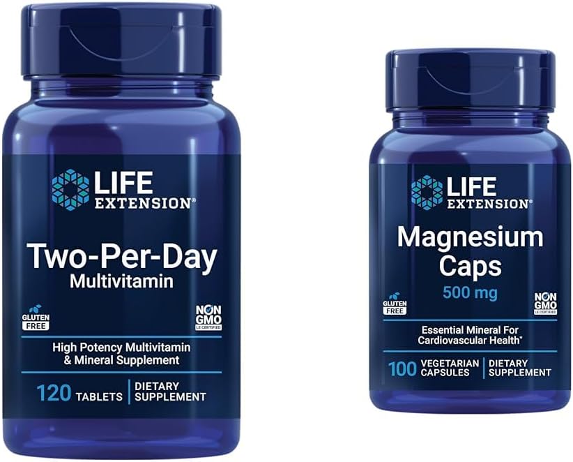 Life Extension Two-Per-Day High Potency Multi-Vitamin & Mineral Supplement & Magnesium Caps, 500 mg, Magnesium Oxide, Citrate, Succinate 2