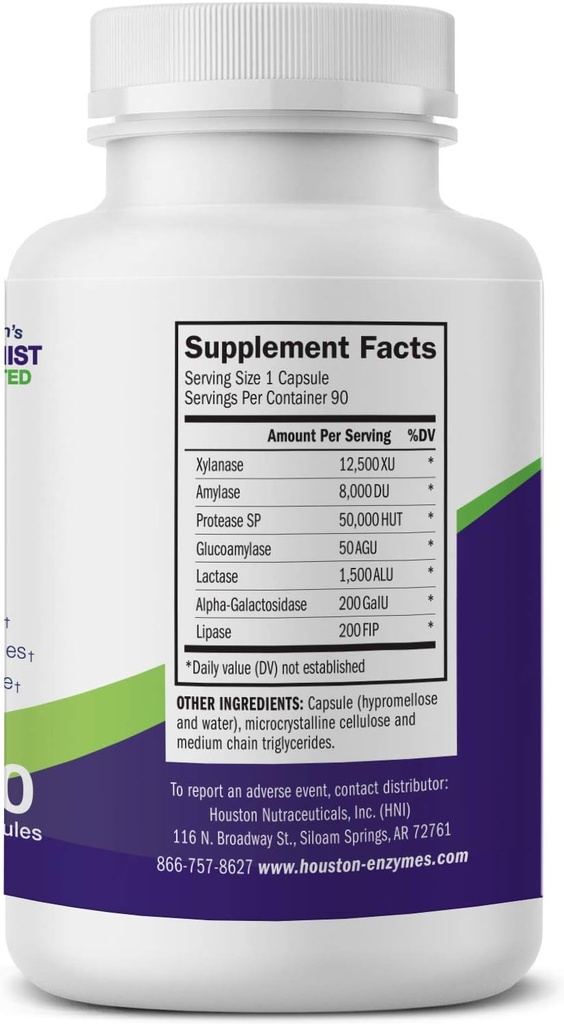 Houston Enzymes ZyCarb – 120 Capsules | Professionally Formulated to Support Digestion of Starches, Carbohydrates & Sugars | Enhanced with Lactase Enzyme for Lactose Intolerance 4