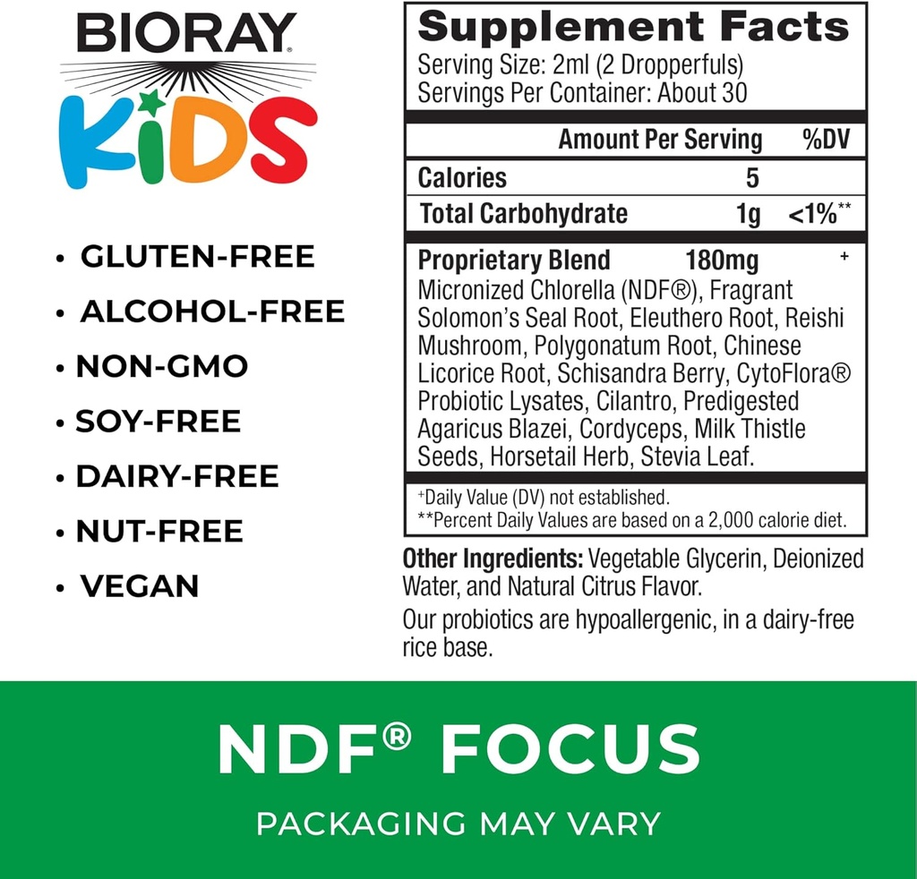 BIORAY Kids NDF Focus, Citrus - 2 fl oz - Supports Cognitive Function, Enhances Clarity & Promotes Steady Energy Levels - Non-GMO, Vegetarian, Gluten Free - 1-2 Month Supply 3