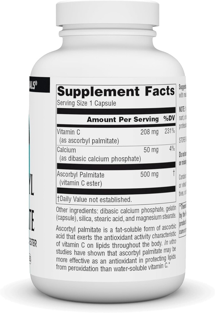 Source Naturals Ascorbyl Palmitate 500mg Fat-Soluble Vitamin C Ester Supplement - 180 Capsules 3