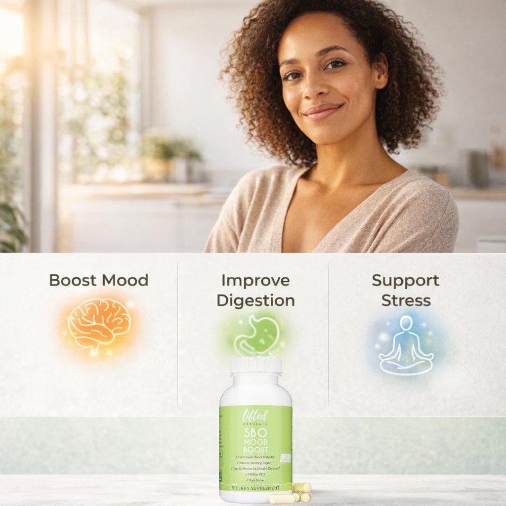 Lifted Naturals Spore Based Probiotic Probiotics - SBO Mood Boost - Spore/Soil-Based - Digestion & Natural Mood Support - Histamine-Free - 60 Day Supply, Non-GMO, Dairy-Free, Gluten-Free, Vegan 3