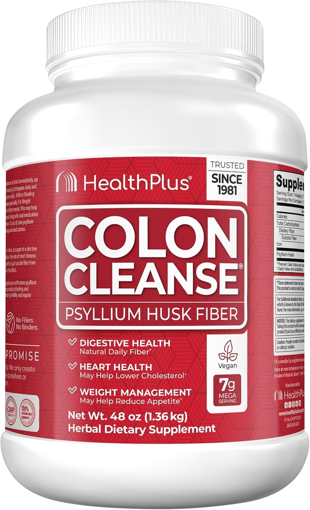Health Plus Colon Cleanse Digestive Support | All Natural Daily Fiber for Toxin Elimination To Reduce Bloating | Supports Heart Health | 48 Ounces, 194 Servings 2