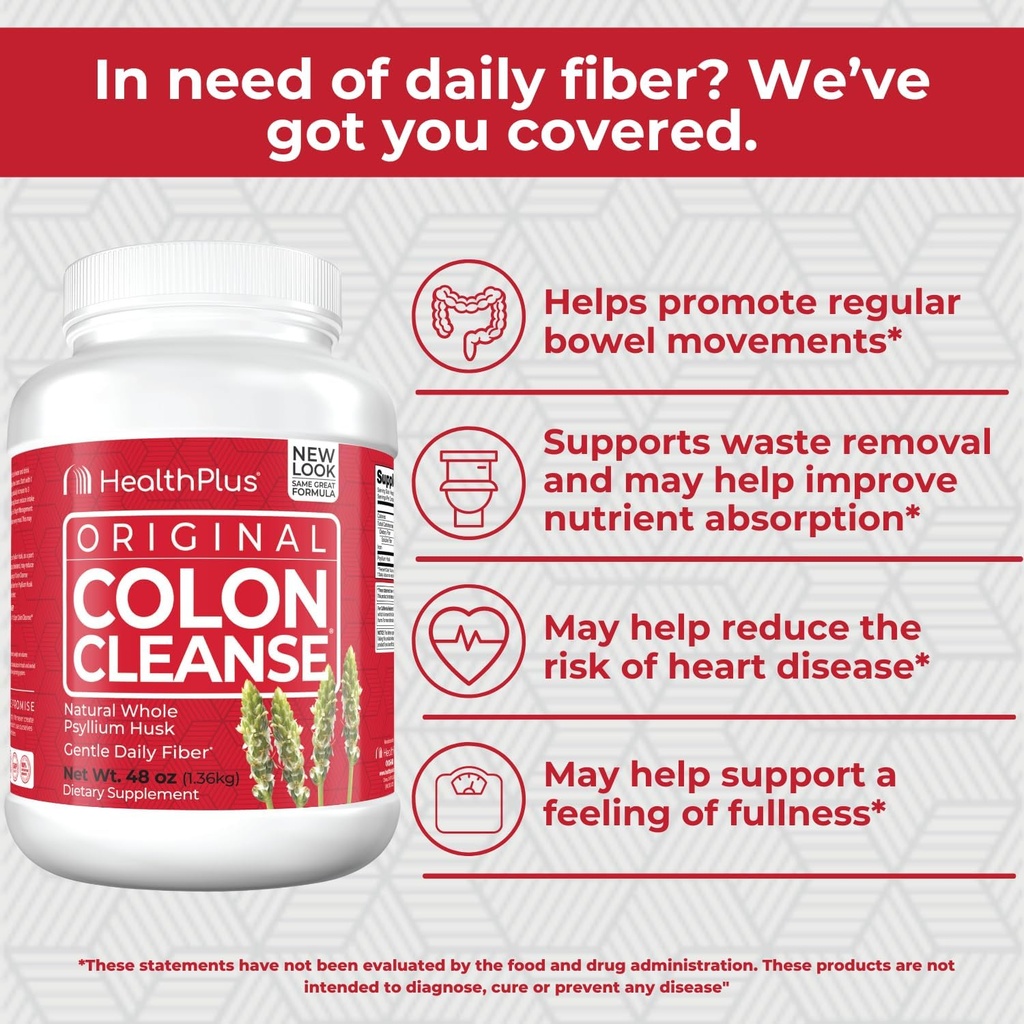 Health Plus Colon Cleanse Digestive Support | All Natural Daily Fiber for Toxin Elimination To Reduce Bloating | Supports Heart Health | 48 Ounces, 194 Servings 5