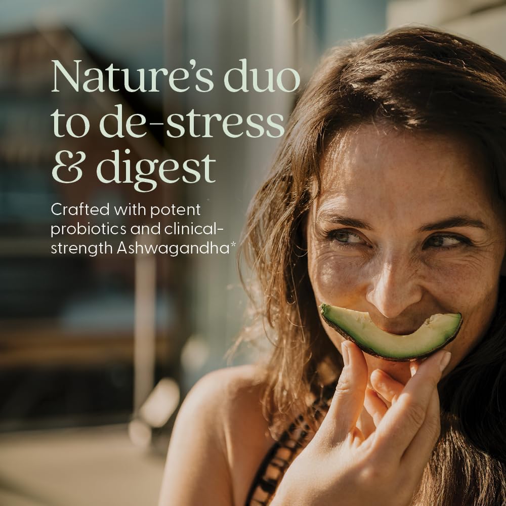 New Chapter All-Flora™ Probiotic De-Stress Formula with Clinical-Strength Ashwagandha - Dual-Action Probiotics for Digestive Health + Herbal Stress Relief Supplement*, 30 ct 3