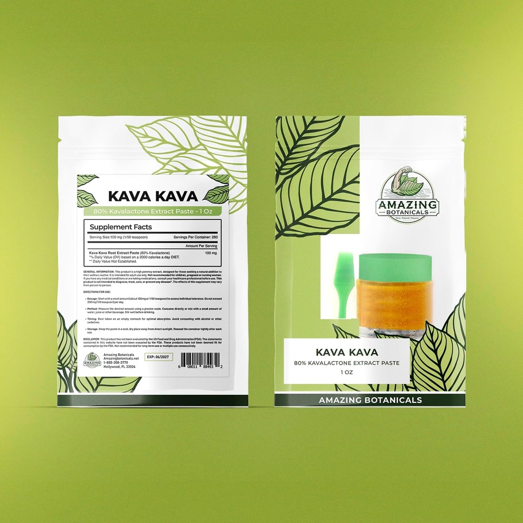 Amazing Botanicals Kava Kava 80% Kavalactone Extract Paste, High Potency Extract, New and Improved Formula (1OZ / 28 Grams) 5