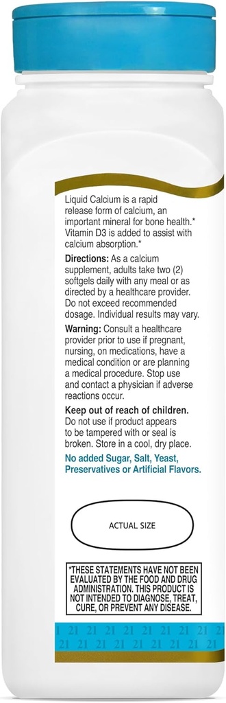 21st Century Calcium Plus D3 Liquid Filled Softgel, 1200 mg, 90 Count (Pack of 2) 6