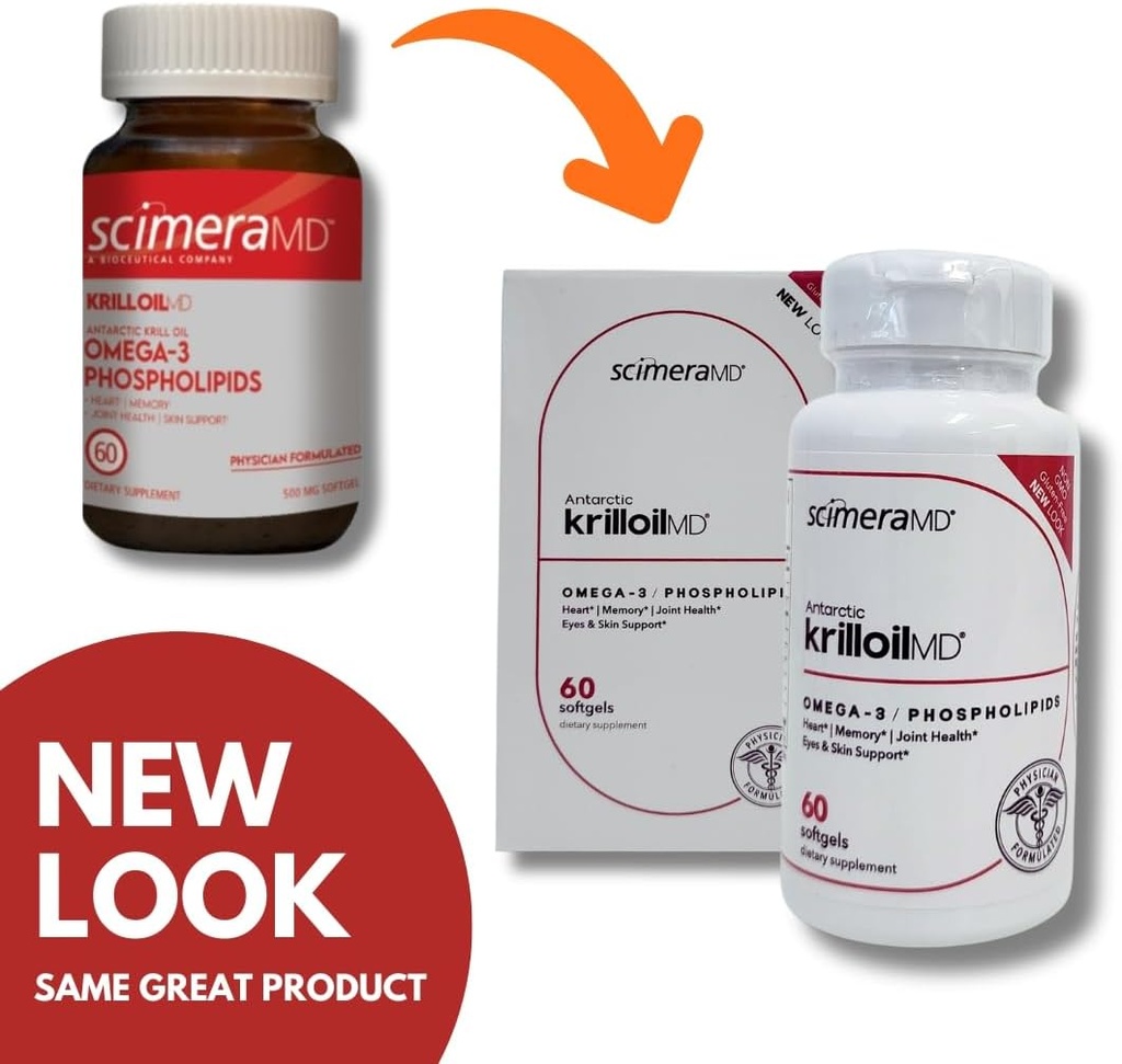 ScimeraMD® KrillOilMD Antarctic Krill Oil Omega 3 DHA EPA Supplement with Astaxanthin for Heart, Brain, and Joint Support, 60 CT 3