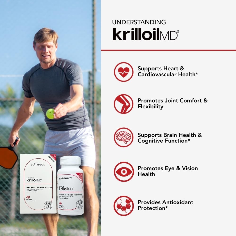ScimeraMD® KrillOilMD Antarctic Krill Oil Omega 3 DHA EPA Supplement with Astaxanthin for Heart, Brain, and Joint Support, 60 CT 5