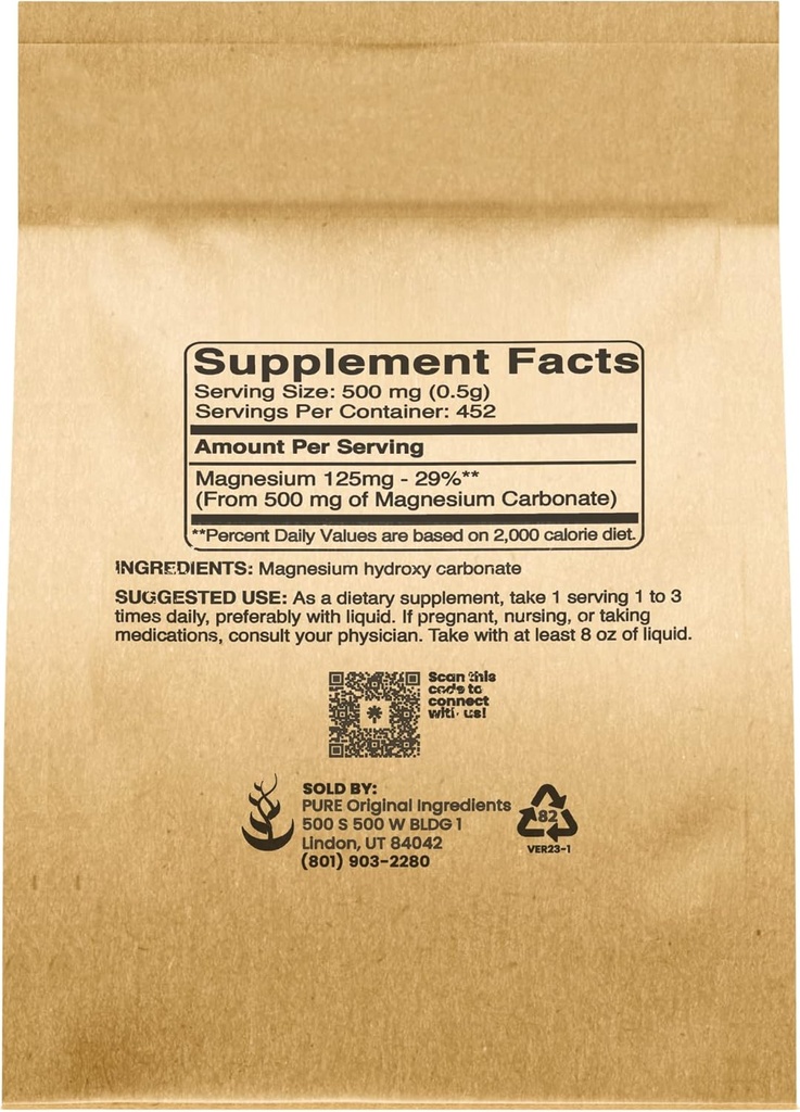 Pure Original Ingredients Magnesium Carbonate (8oz) Magnesium Supplement, Non-GMO, Multi-Purpose 3
