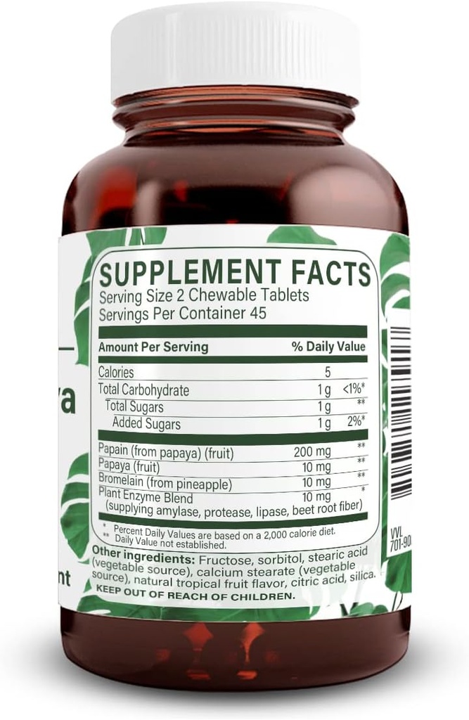 Natural Nutra Papaya Chewable Enzymes for Digestion and Body Cleanse - Supports Digestive Health, Ease Gastrointestinal Discomfort - Nutrient Absorption and Reduces Bloating - 90 Vegan Tablets 3