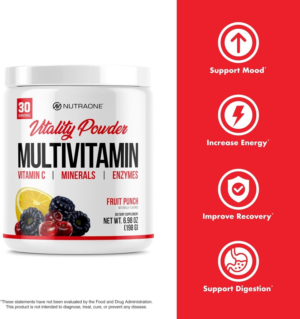 NutraOne Vitality Vitamin Powder Powdered Vitamin and Mineral Supplement (Fruit Punch - 30 Servings) 5