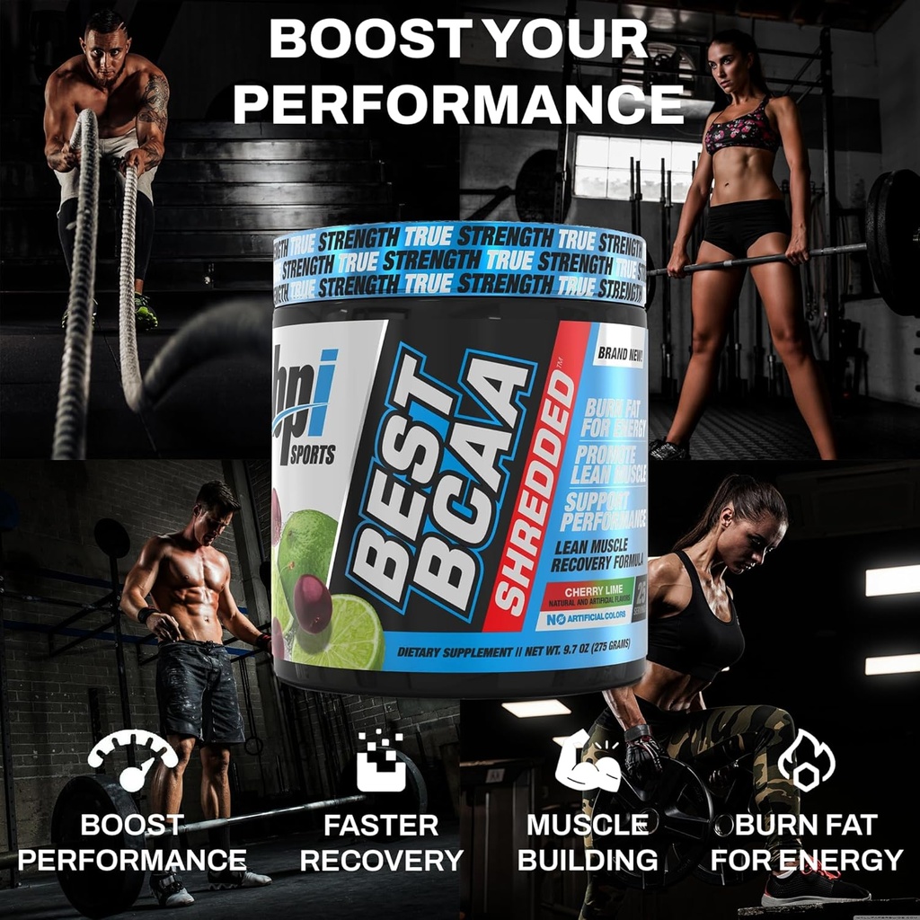 BPI Sports Best BCAA Shredded - Caffeine Free Thermogenic Recovery Drink, Lean Muscle Building BCAA Powder for Women and Men, Preworkout BCAAs Amino Acids Drink- Cherry Lime - 25 Servings 5