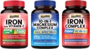10 in 1 Magnesium Complex & Iron Supplement, 65mg Carbonyl Iron with 250mg Vitamin C & 5 in 1 Iron Complex 2