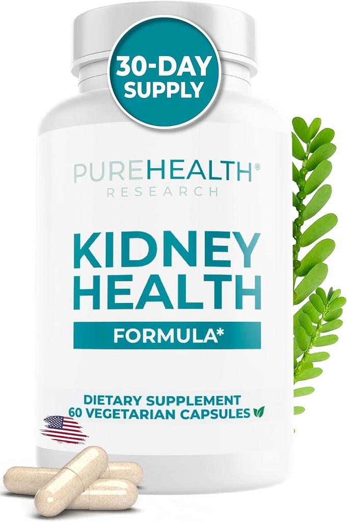 PUREHEALTH RESEARCH Kidney Health Formula - Complete Kidney Cleanse Solution from Effective Kidney Stones Dissolver with Chanca Piedra Stone Breaker for Ultimate Kidney Support - 1 Bottle 2