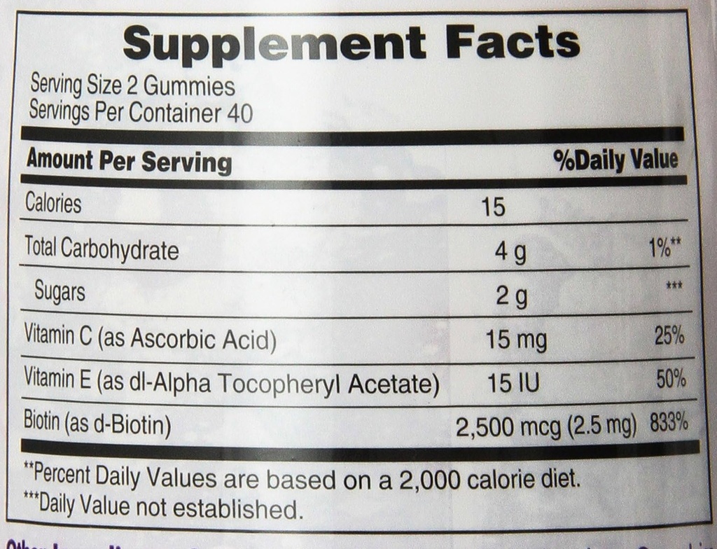 Natures Bounty Optimal Solutions, Hair, Skin & Nails Gummies with Biotin 80 Count (Pack of 2) 4