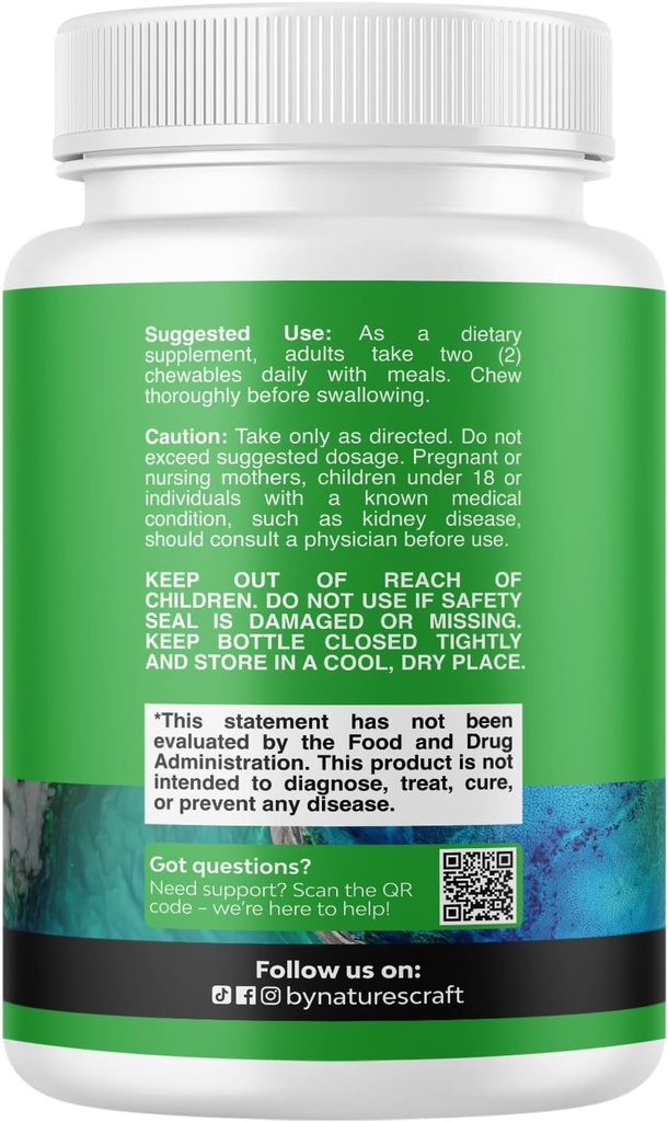Sugar Free Magnesium Glycinate Chewable - Chewable Magnesium for Adults & Kids with Glycinate Taurate & Citrate Complex Plus Vitamins D3 B6 & C - Vegetarian Non-GMO & No Artificial Flavors (30 Day) 3