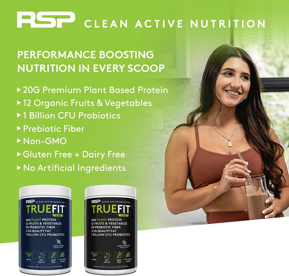 RSP TrueFit Vegan Protein Powder Meal Replacement Shake, Plant Based Protein + Organic Fruits & Veggies, Fiber & Probiotics, Gluten Free, Dairy Free 5