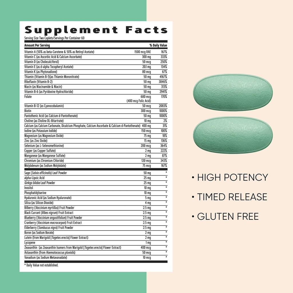 GNC Women’s 50 Plus Multivitamin Caplets, Clinically Proven to Feel Better, Vitamin D-3, Immune, Strong Bones, Memory, Mental Sharpness, Vision, Biotin, Timed Release, 120 ct, 60 svgs 6