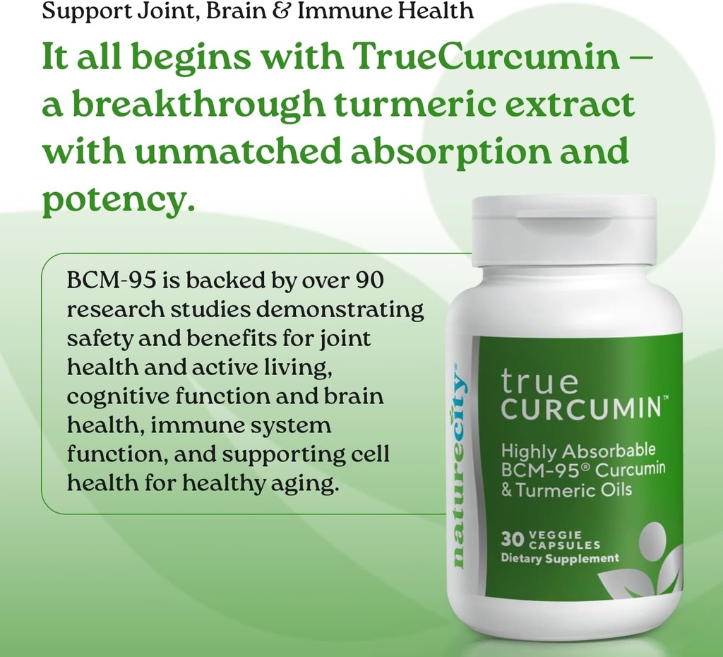 NatureCity True-Curcumin Turmeric Supplement | Non-GMO Tumeric and Curcumin 500mg Curcuma Capsules Vitamin Supplements | Up to 700% Increase in Absorption (90 Day Supply) | Supports Joints 3