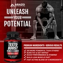 Arazo Nutrition TestoBoost Test Booster Supplement - Potent & Natural Herbal Pills - Boost Muscle Growth - Tribulus, Epimedium, Hawthorn, Zinc, Minerals 5