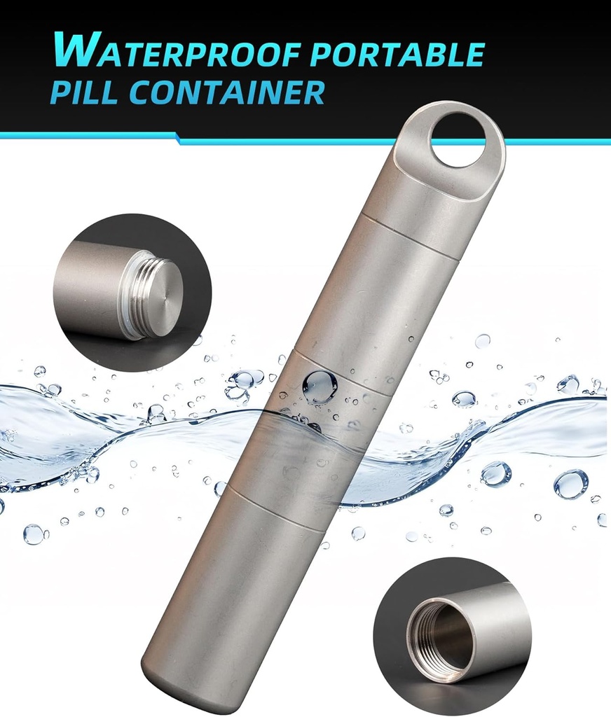 Small Keychain Pill Holder,304 Stainless Steel Portable Pill Case Organizer for Travel,Waterproof Pocket Pill Container Medicine Box for Purse Men (Small Pill Case) 5