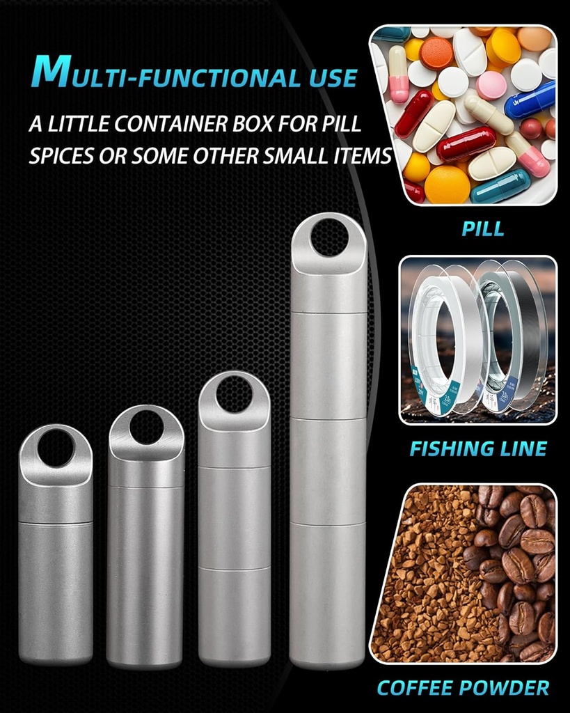 Small Keychain Pill Holder,304 Stainless Steel Portable Pill Case Organizer for Travel,Waterproof Pocket Pill Container Medicine Box for Purse Men (Small Pill Case) 6