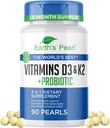 Earth's Pearl Vitamin D3 K2 5000 IU - 3-in-1 K2 D3 Vitamin Supplement with Probiotics for Women & Men, 3-Month Supply, Gut Health Supplements for Women & Men (90 CT) 2