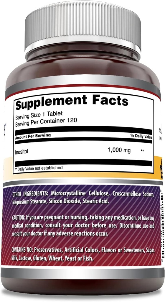 Amazing Formulas Inositol Supplement | 1000 Mg Per Serving | 250 Tablets | Non-GMO | Gluten-Free | Made in USA 3