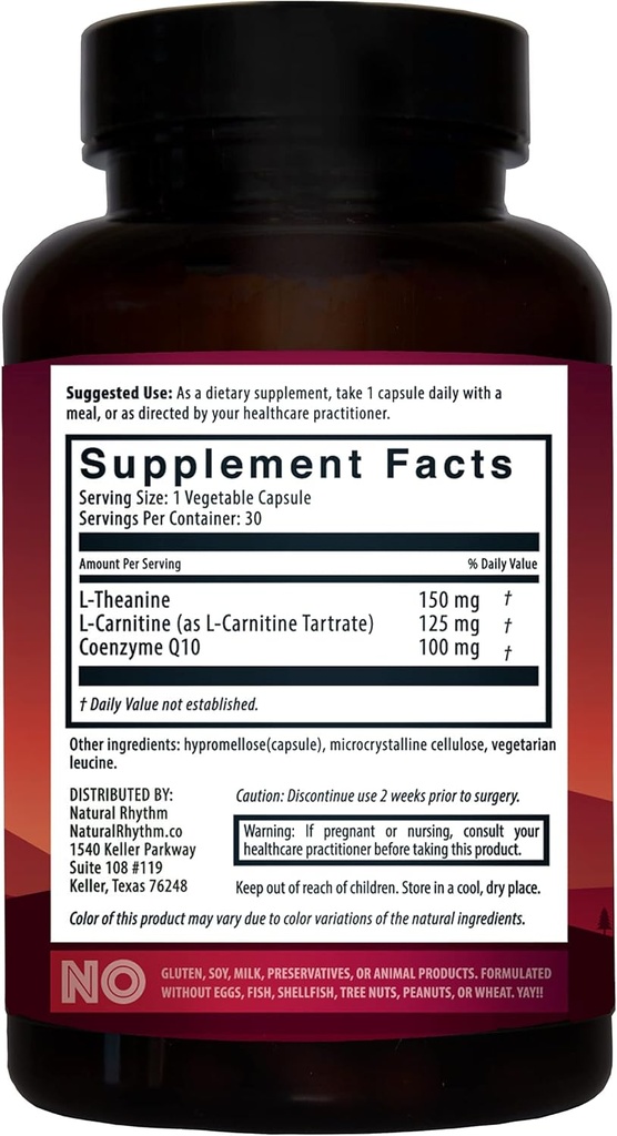 Natural Rhythm CoQ10-ZEN (Coenzyme Q10 + L-Carnitine + L-Theanine) - 30 Capsules 4