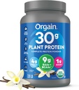 Orgain Organic 30g Vegan Plant Protein Powder, Vanilla, 9g EAAs + BCAAs, High Plant Protein, 4g Prebiotic + Fiber, 1g Sugar, Pre-Workout, Muscle Support + Recovery - 2.01lb (Packaging May Vary) 2