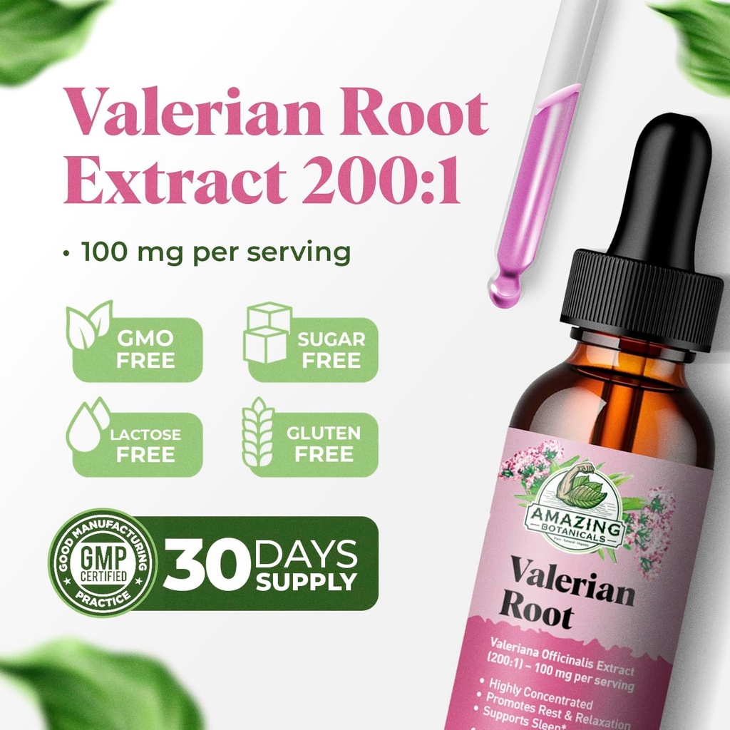 Valerian Root Drops for Sleep - Organic Valerian Root Tincture Extract 3000mg - for Relaxation and Calm - 1 FL OZ, 30 Servings 3