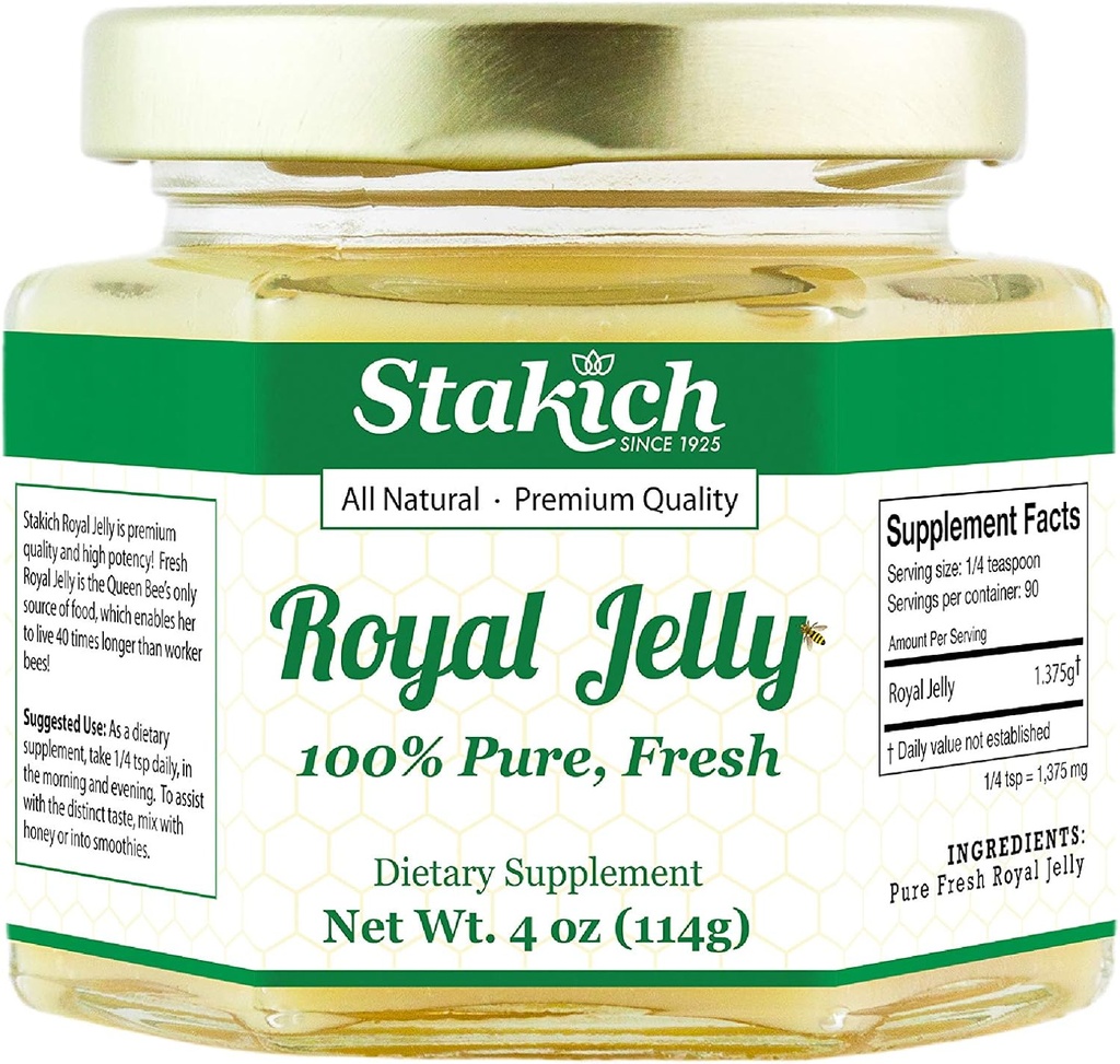 Stakich Fresh Royal Jelly - Pure, All Natural - No Additives/Flavors/Preservatives Added - 4 Ounce (114 Gram) 2