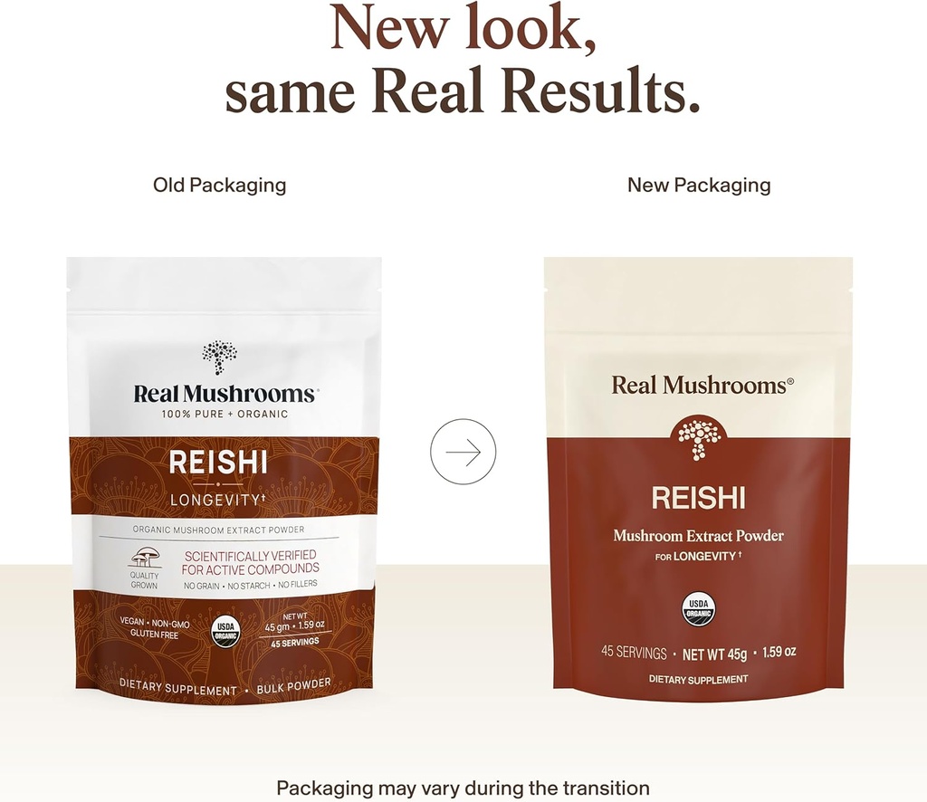 Real Mushrooms Reishi Mushroom Powder - Handpicked Organic Mushroom Extracts - Red Reishi for Tranquil Daily Wellness with Verified Beta Glucans Vegan, Non-GMO, No Grain Fillers, 45 Servings 3
