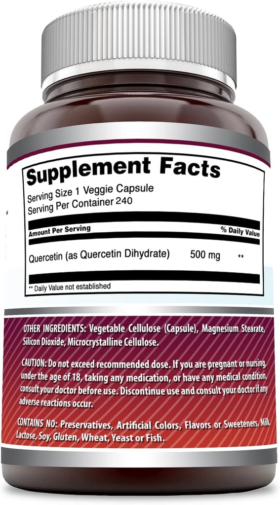 Amazing Formulas Quercetin 500mg Veggie Capsules Supplement | Non-GMO | Gluten Free | Supports Overall Health & Well Being (240 Count) 4