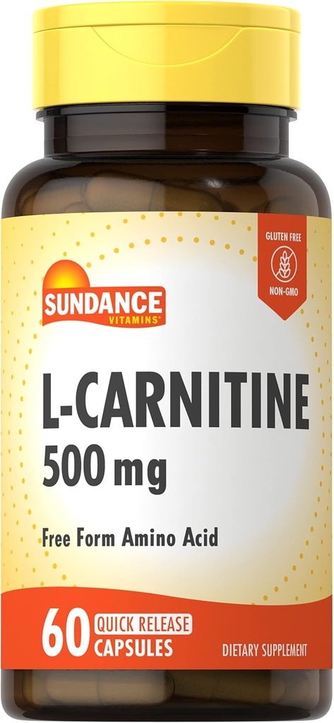 Sundance L-Carnitine Tartrate Supplement 500mg | 60 Capsules | Free Form Amino Acid | Non-GMO and Gluten Free Pills 2