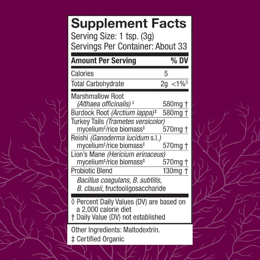Host Defense MycoBotanicals Microbiome* Powder - Digestive & Immune Health Support Supplement - Gut Health Supplement with Turkey Tail, Lion's Mane & Reishi - 3.5 oz (33 Servings)* 3