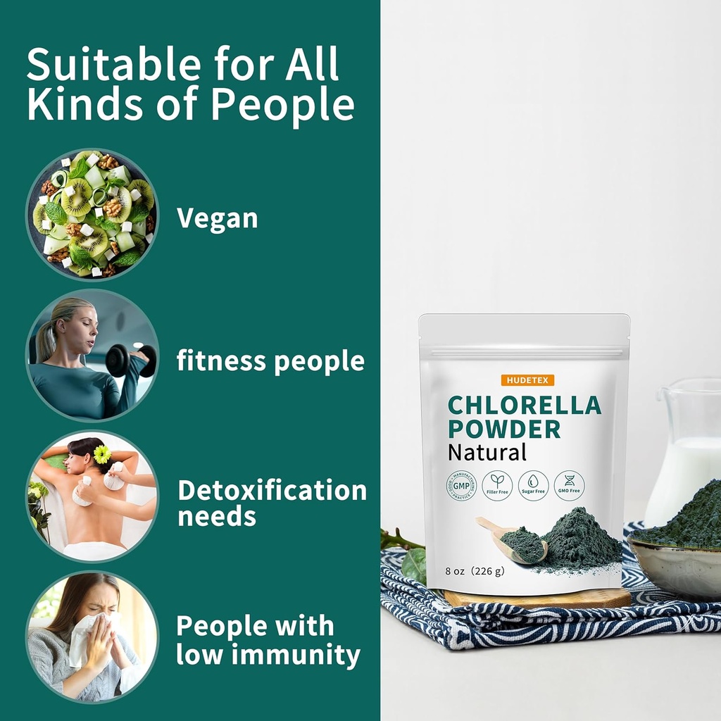 Chlorella Powder Natural with 16 oz - Chlorophyll Powder, Supports Immune System & Liver Function, Keep Youth, Vegan, Rich in Vegan Protein and Vitamins. 5