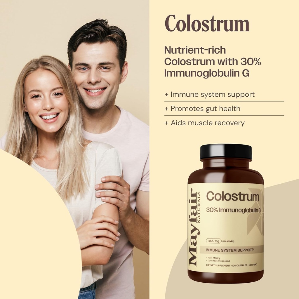 Colostrum Supplement 1000mg, 120 Capsules, 30% IgG, Bovine Colostrum, Immune System Support 3