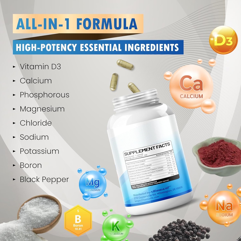 Electrolyte Complex - Advanced Hydration with Vitamin D3, Calcium, Magnesium, Phosphorus, Potassium - 150 Count - Made & Tested in The USA 5