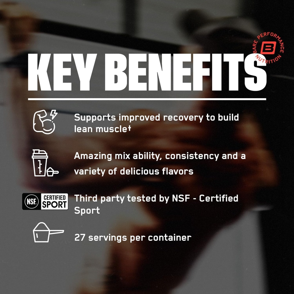 BARE PERFORMANCE NUTRITION, BPN Whey Protein + Casein Protein Powder Blend, Milk N' Cookies, 25g Protein per Serving Supports Lean Muscle Recovery, 27 Servings, Third Party Tested 4