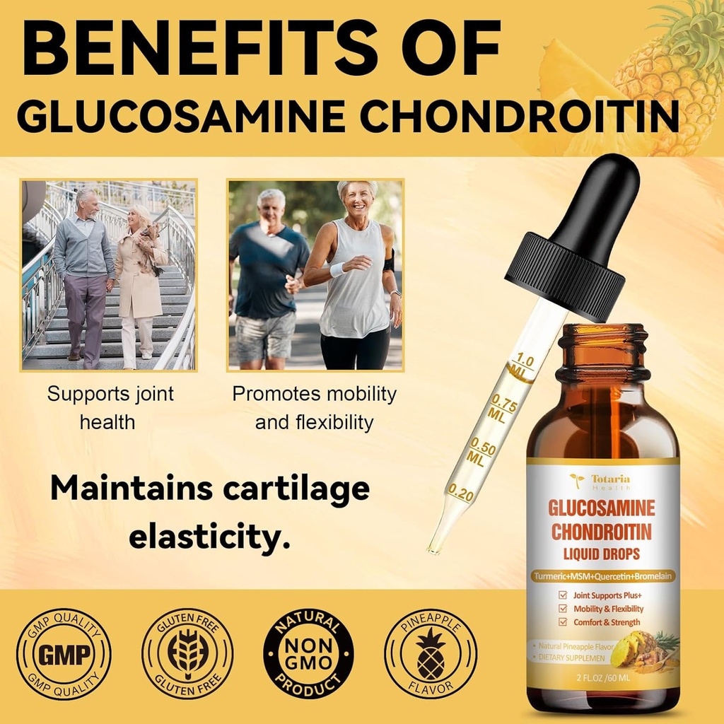 (2 Packs) Glucosamine Chondroitin MSM Support Joint Health - Chondroitin Sulfate Supplement Turmeric, Quercetin, Bromelain, MSM Oil 3