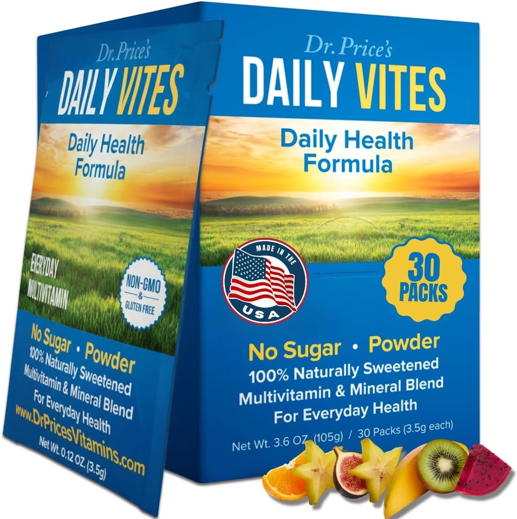 Dr. Price's Vitamins Multivitamin for Women and Men - Supplement Powder Packs - 30 Packets - B Complex Vitamin Supplement - Daily Vites - Minerals for Water - No Sugar, Non GMO, Gluten Free Drink Mix 2