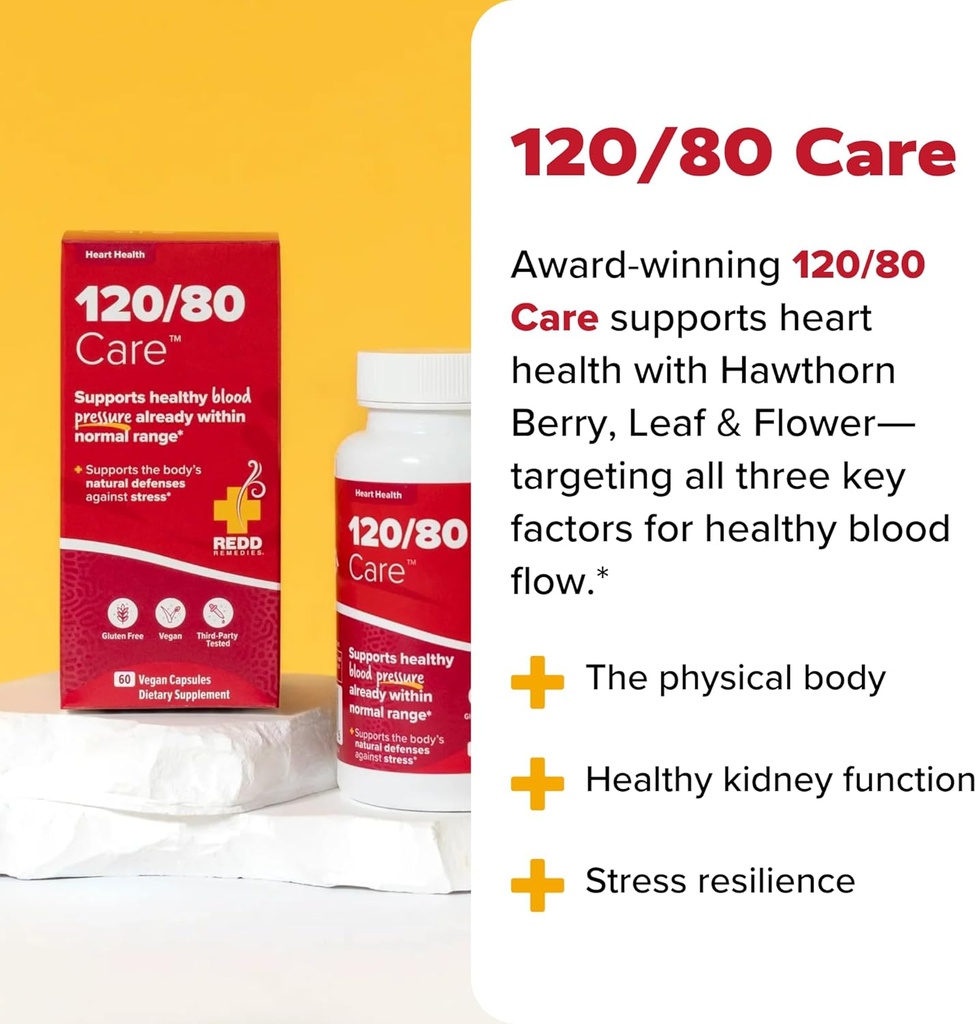Redd Remedies, 120/80 Care, Heart Health and Natural Blood Pressure Support, 60 Vegan Capsules 6