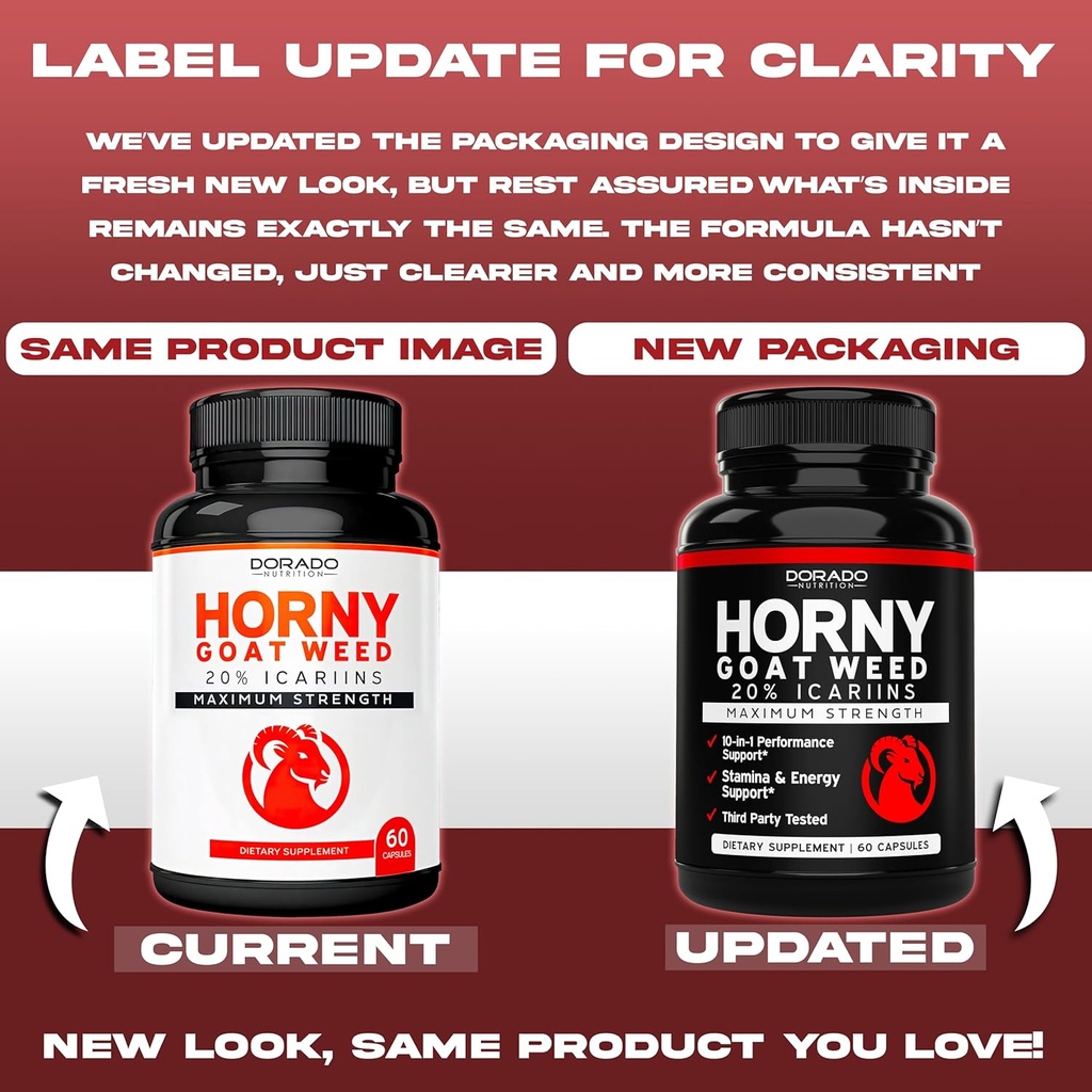 Horny Goat Weed For Men and Women - [20% Icariins Max Strength] - Stamina, Endurance, Circulation, Joint & Back Support - Maca Root, Ginseng, Yohimbine, Tribulus, L-Arginine - USA Made - 60 Count 3