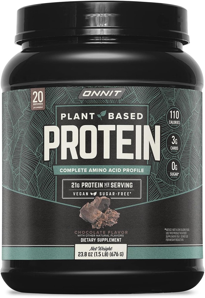 ONNIT Plant-Based Protein Powder, Vanilla Flavor, 20g Protein per Serving, Vegan and Dairy Free Dietary Supplement with 20 Servings per Tub, 21.9 oz 2