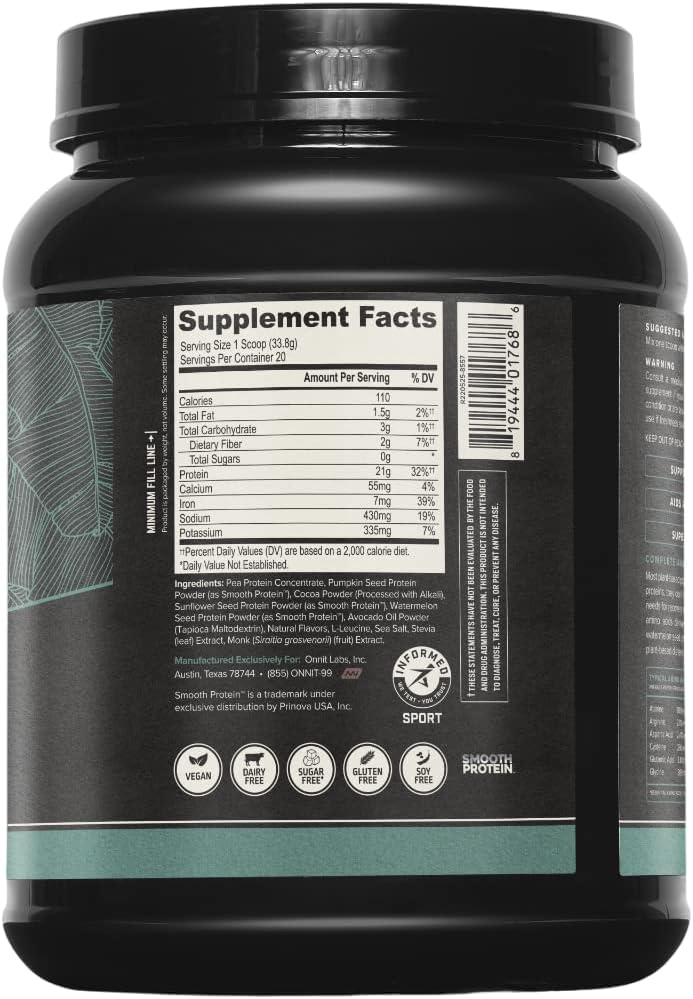 ONNIT Plant-Based Protein Powder, Vanilla Flavor, 20g Protein per Serving, Vegan and Dairy Free Dietary Supplement with 20 Servings per Tub, 21.9 oz 3