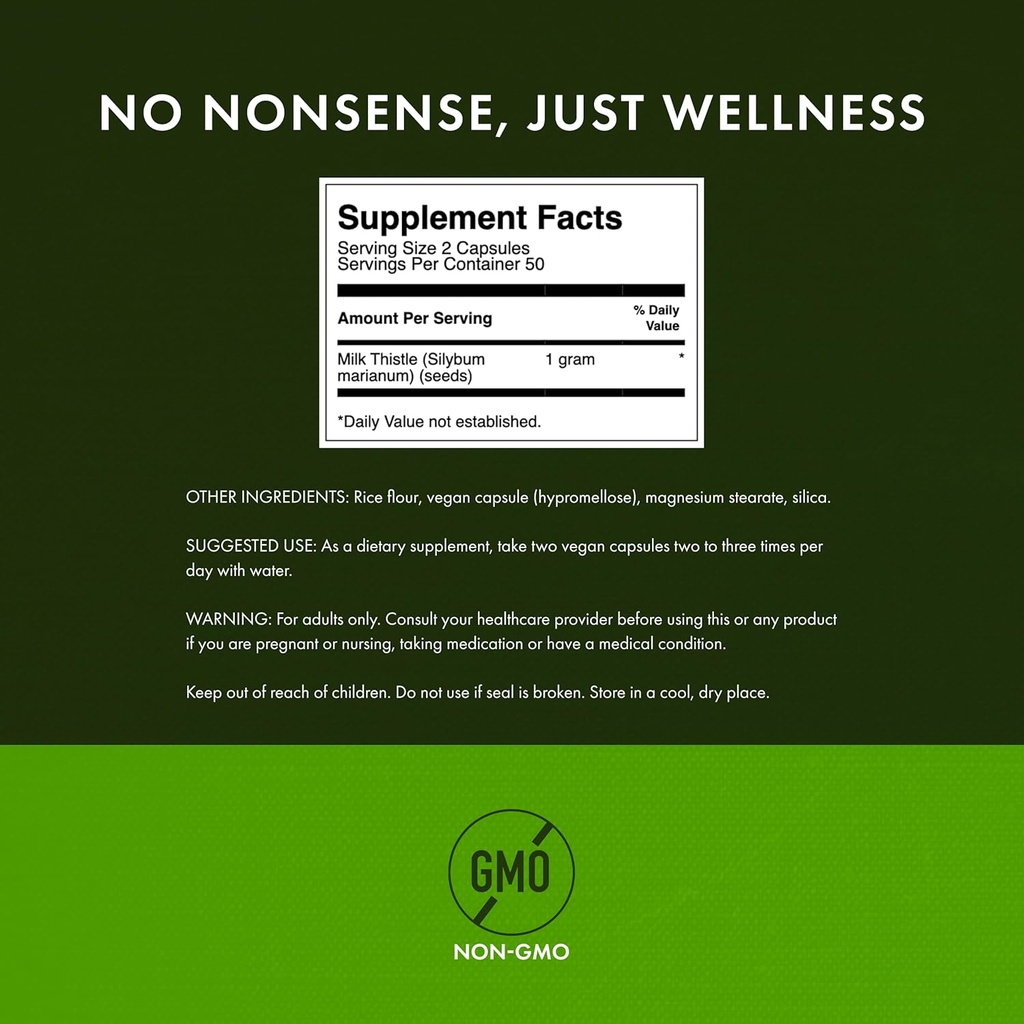 Swanson Milk Thistle - Herbal Liver Support Supplement - Natural Formula Helping to Maintain Overall Health & Wellbeing - (100 Capsules, 500mg Each) 3 Pack 4